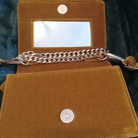 Anthropologie Velvet Crossbody Bag in Gold NWOT - Picture 6 of 11